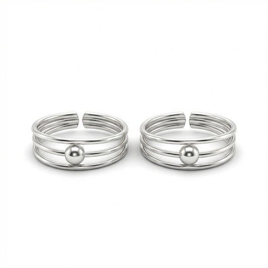 Chandrika layer silver toerings for women