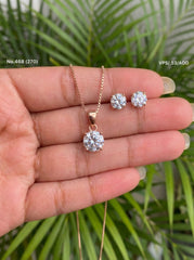 Crystal flare silver pendant set for women