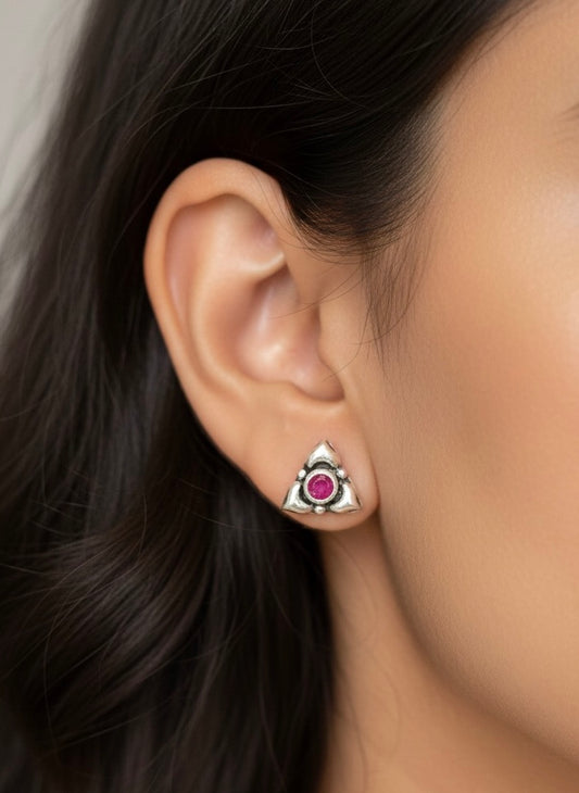 Tri-rose silver stud