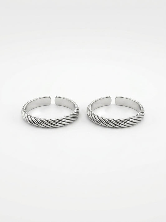 Mystic noir silver toerings for women
