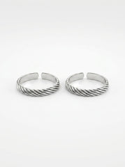 Mystic noir silver toerings for women