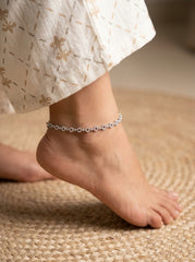 Ornate Silver Pattern Payal for Women