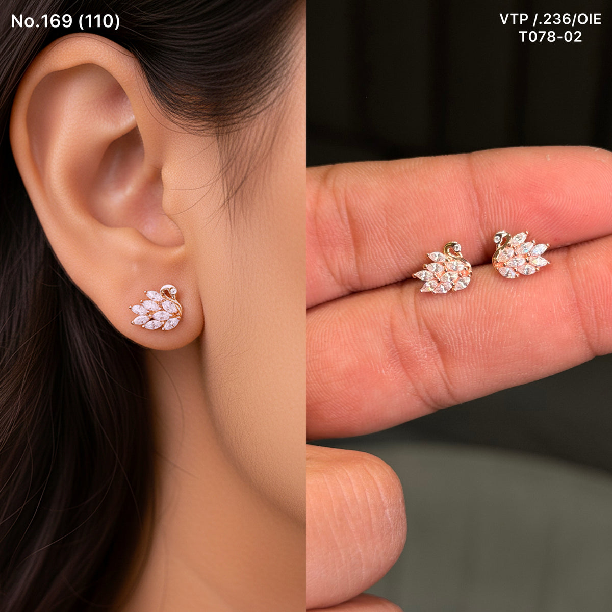 Swan lake silver stud