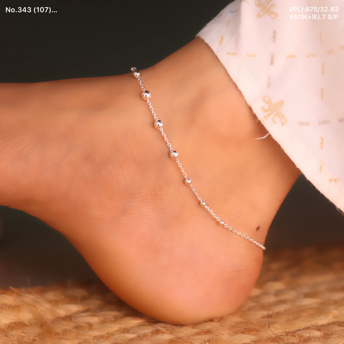 PureShine Silver Beads Payal for Women