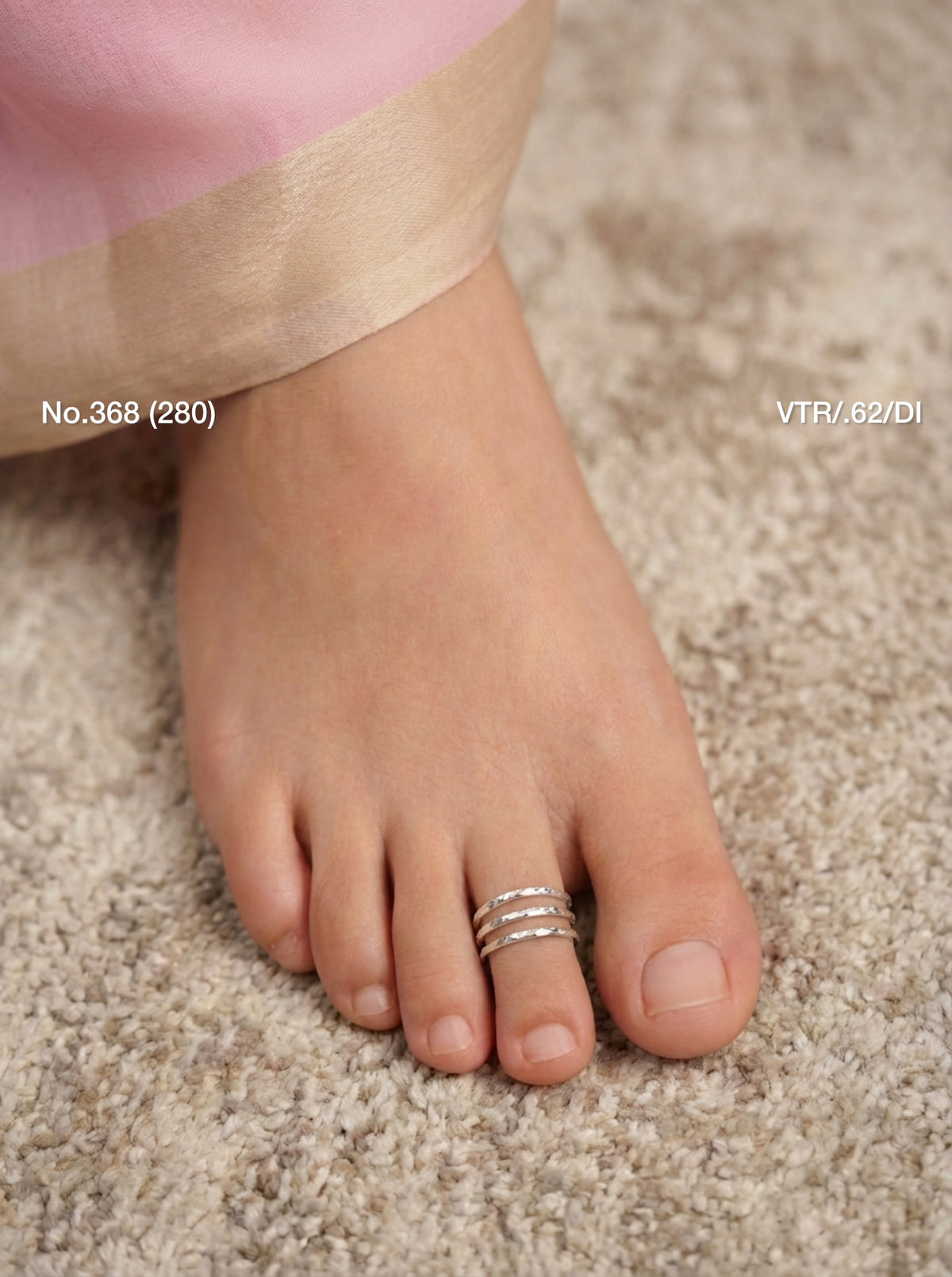Triple layer silver toerings for women