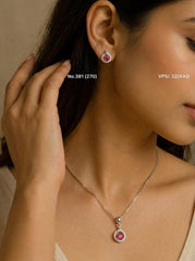 Dream blush silver pendant set for women