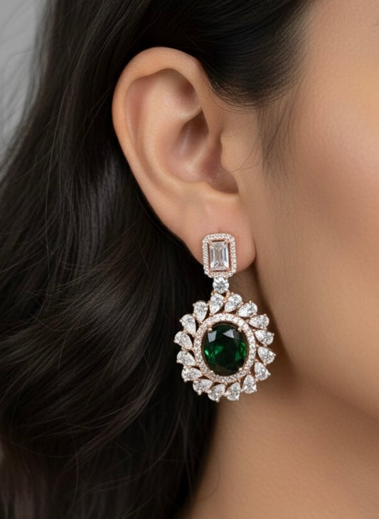 Olive shine silver earrings