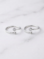 Pearl tip silver Toering for women