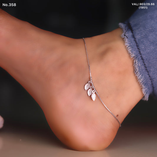 Leaf Dangle Silver Anklet for Women