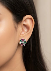 Dual gem grace silver stud