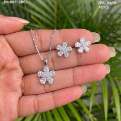 Celestial floral silver pendant set for women