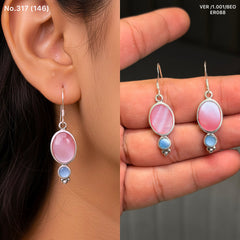 Sky blush aura silver earrings