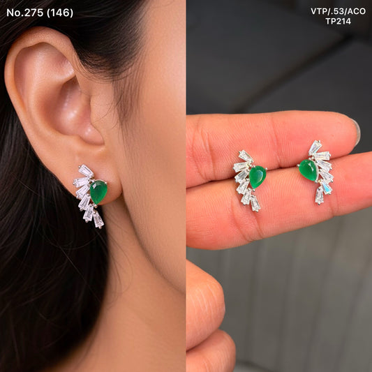 Neo green stone silver stud