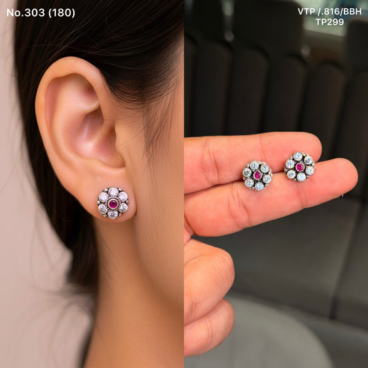 Jewel bloom silver stud