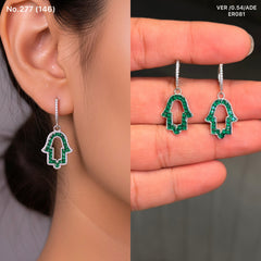 Imperial green glow silver earrings