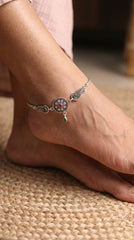 Ethnic Charm Jaipur Silver Anklets for Women