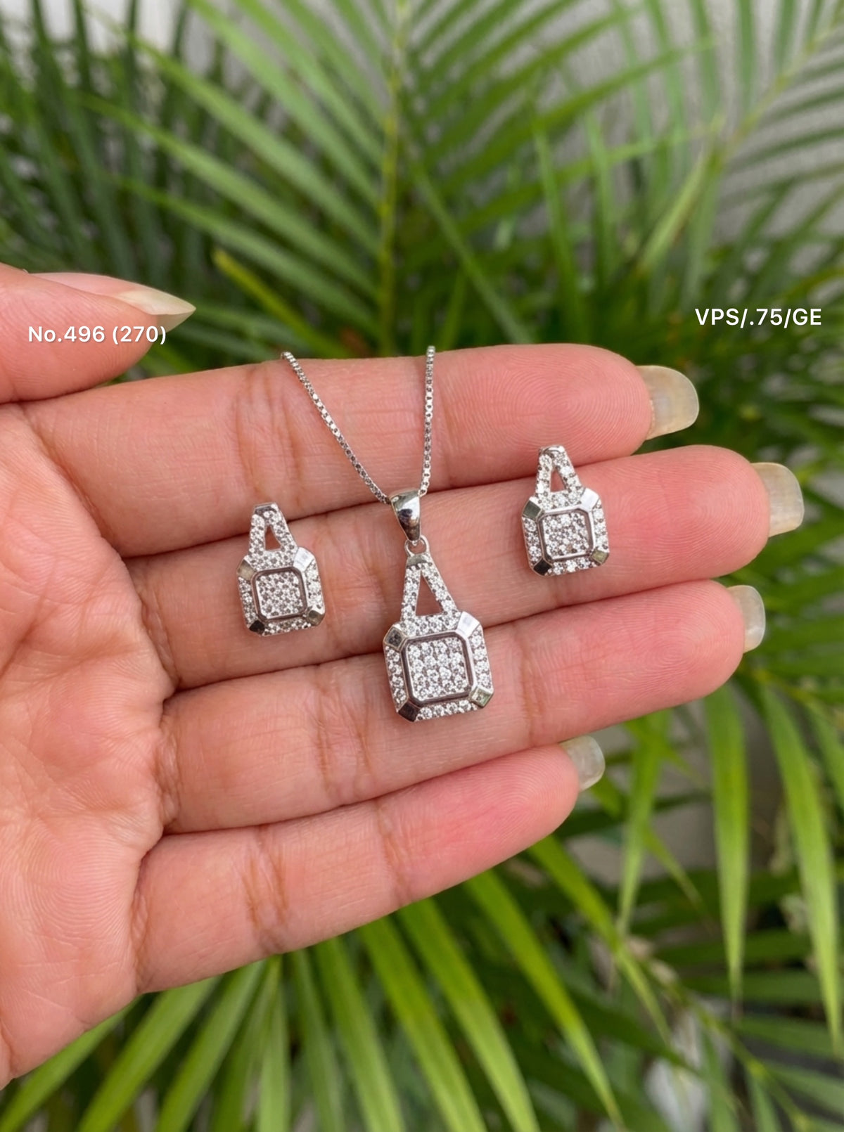 Arctic spark silver pendant set for women