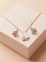 Flutter charm silver pendant set set for women