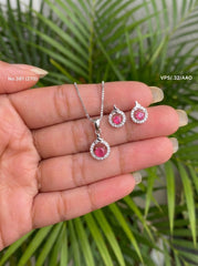 Dream blush silver pendant set for women
