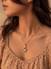 Moon pearl silver pendant set for women