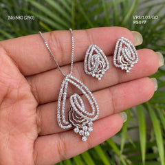 White Royal diamond silver pendant set for women
