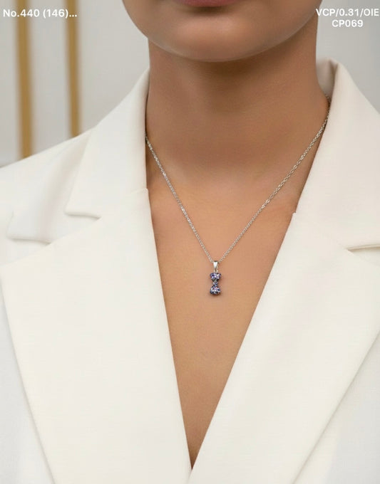 Crystal Confetti Bow silver chain pendant