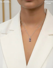 Crystal Confetti Bow silver chain pendant