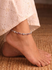 Royal motif silver heavy Payal for women