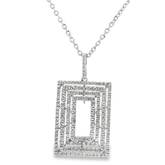 Diamond Edge Rect silver chain Pendant
