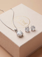 Frozen glow silver pendant set for women