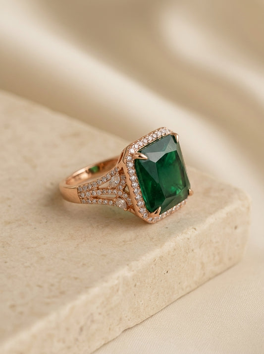 Jade spark silver ring for women