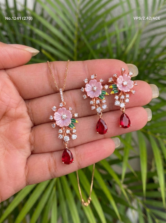 Royal blossom silver pendant set for women