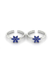 Silver Blue Blossom Toe Ring for women