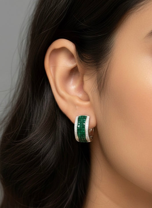 Green nova silver earrings