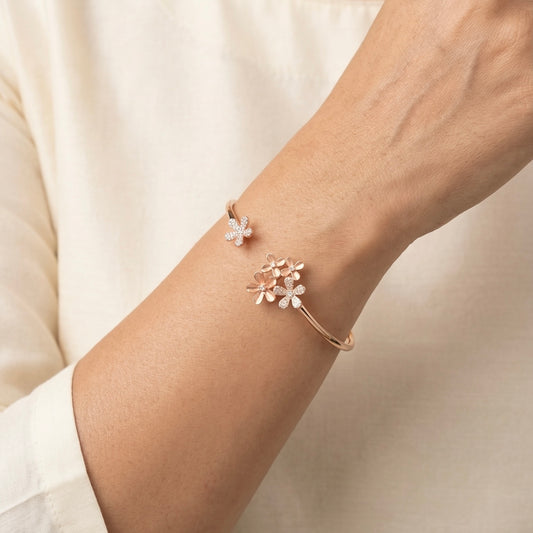Petal harmony silver kada for women