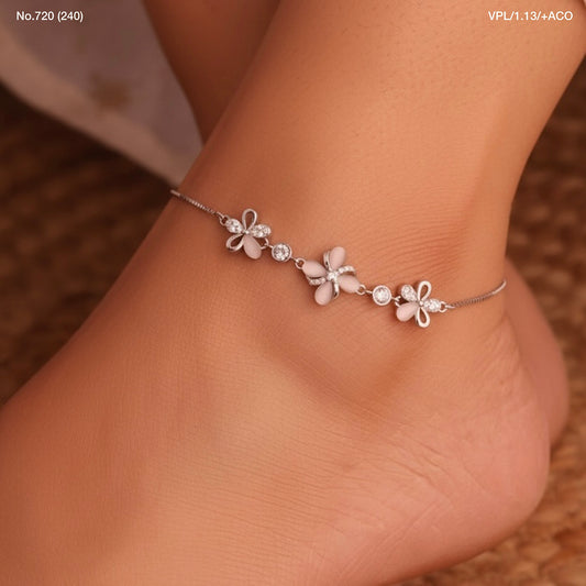 Bloom vibe silver anklet for women