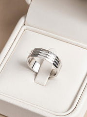 Parallel line silver men’s ring