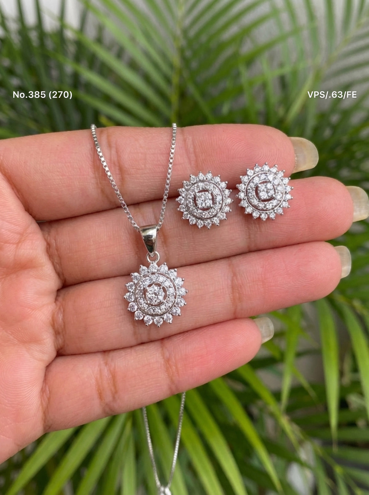 Elunara spark silver pendant set for women