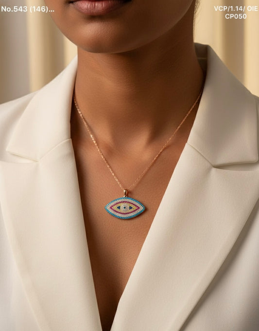 Chroma eye silver chain pendant