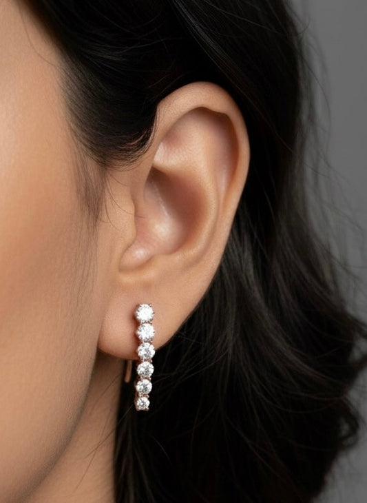 Glimmer line silver stud
