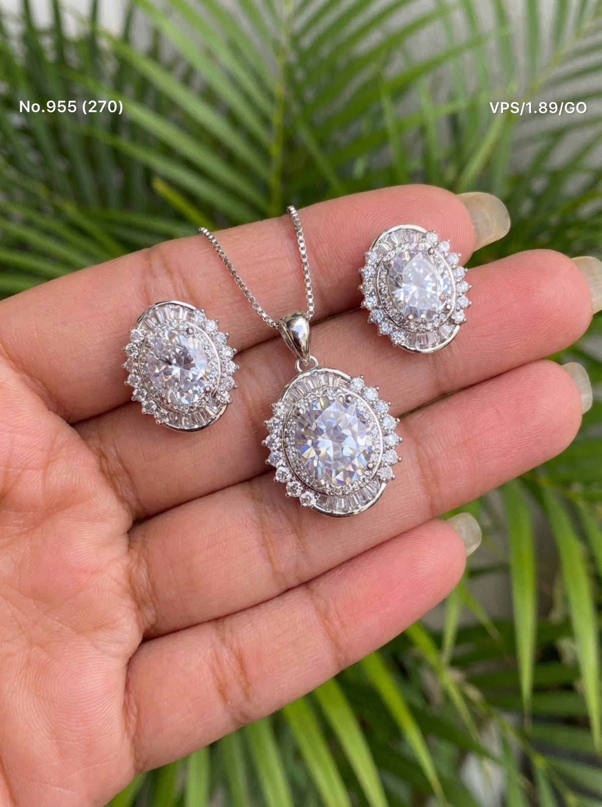 Elara shine silver pendant set for women