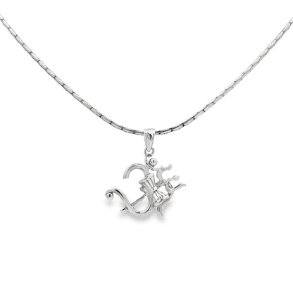 Om-Trishul Fusion Silver Pendant