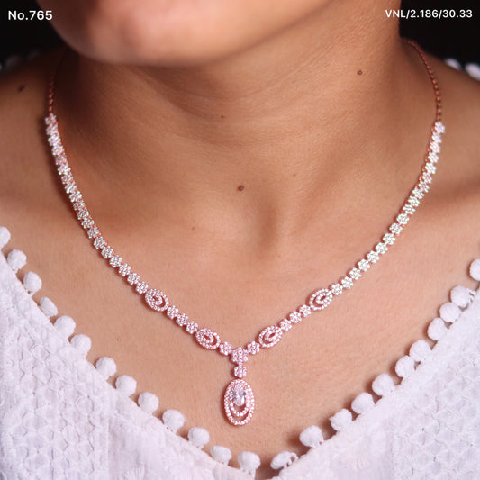 Silver Serenity Rose Gold Necklace for Women