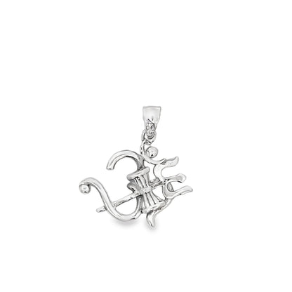 Om-Trishul Fusion Silver Pendant