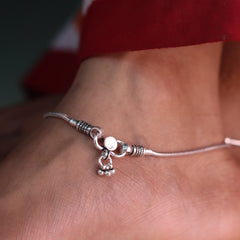 Vintage Flower Oxidized Silver Payal for Women