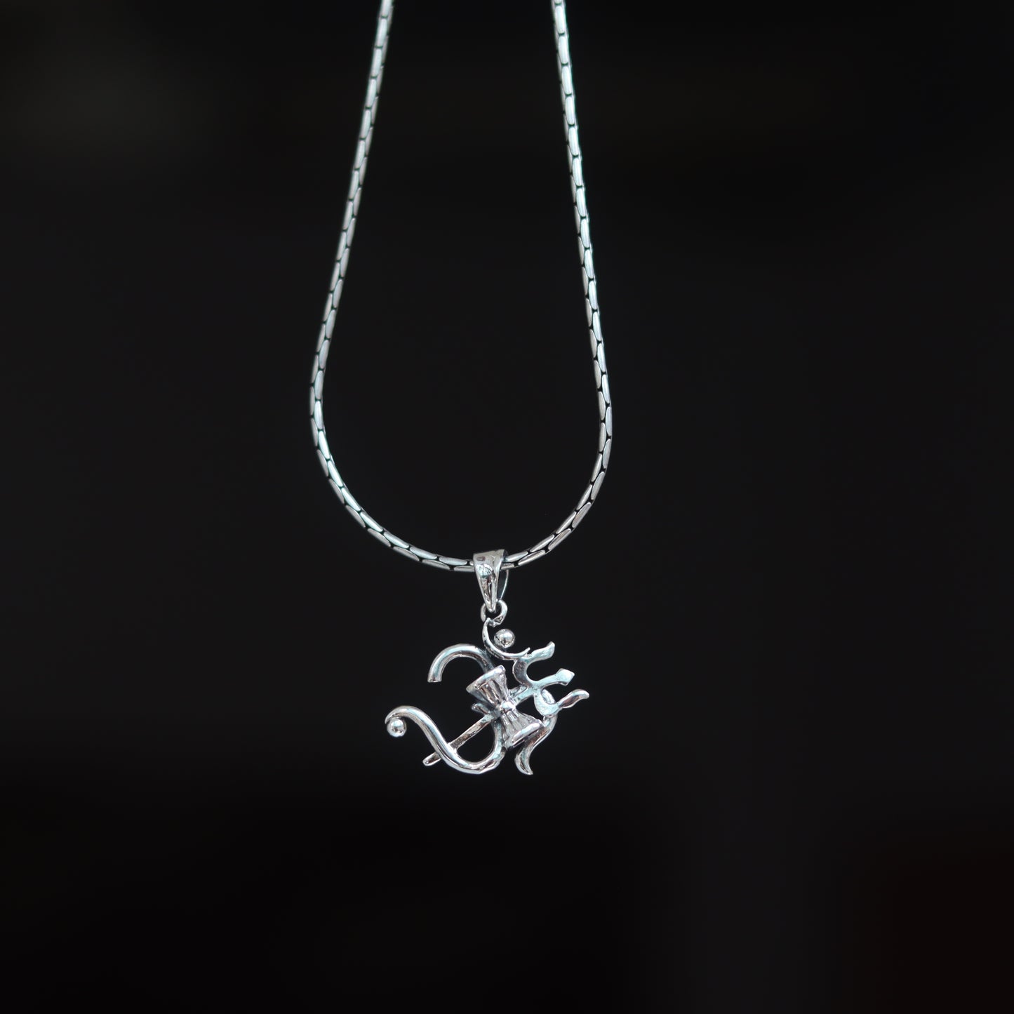 Om-Trishul Fusion Silver Pendant