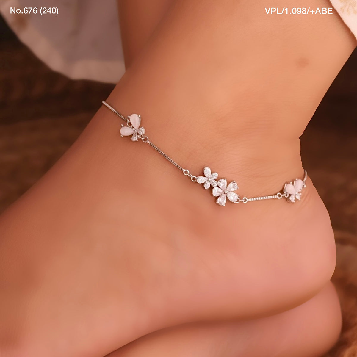 Moonbloom butterfly silver Payal for women