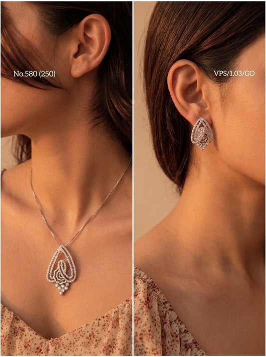 White Royal diamond silver pendant set for women
