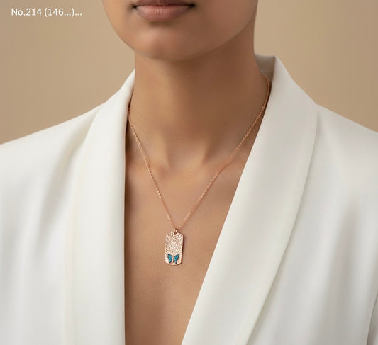 Butterfly turquoise silver chain pendant