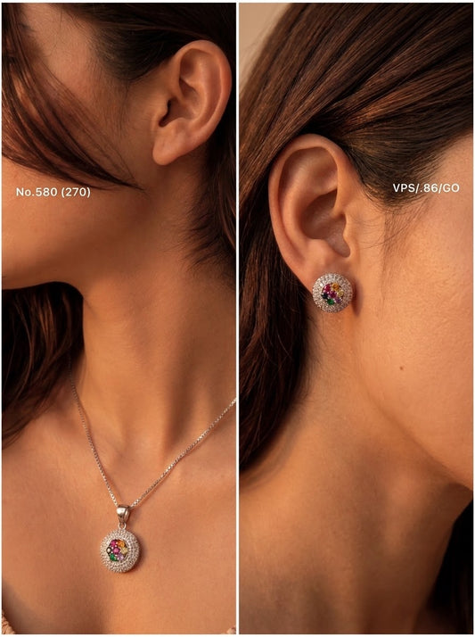 Fairy spark silver pendant set for women